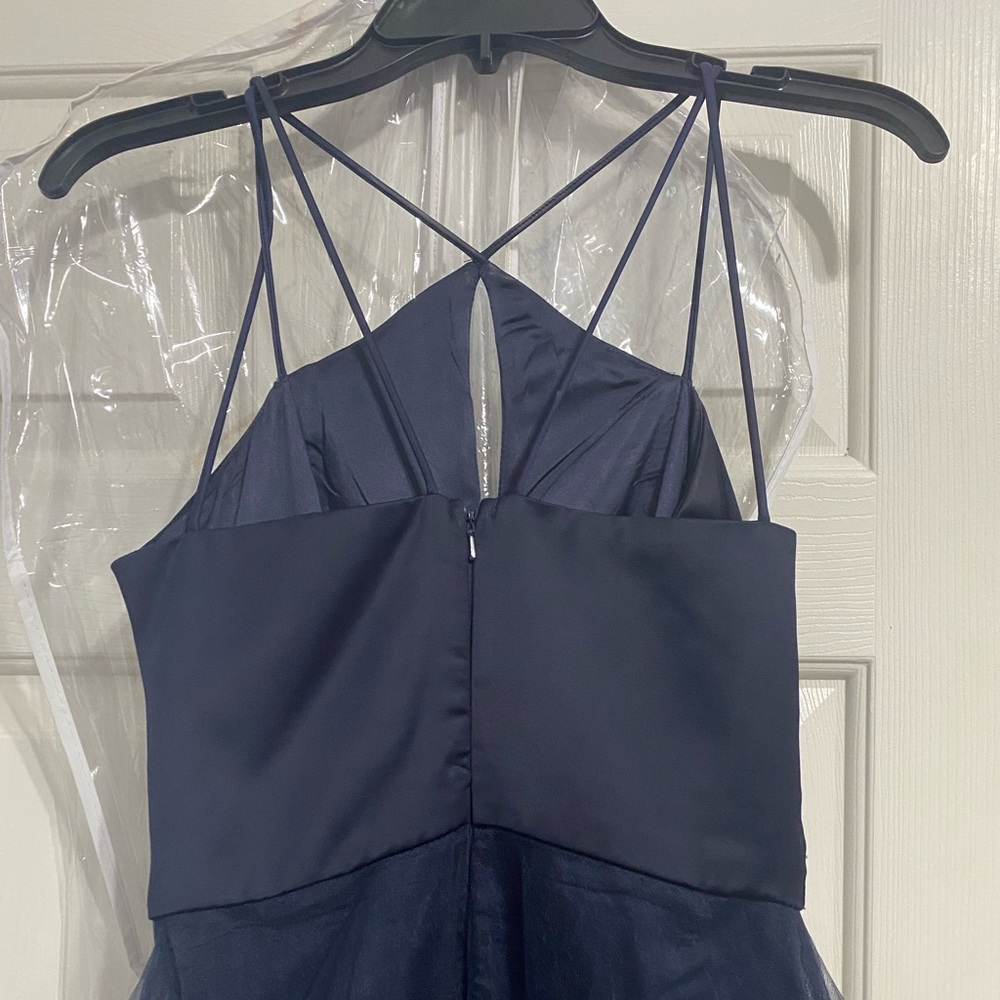 NAVY BLUE SATIN TOP GOWN - Picture 3 of 3